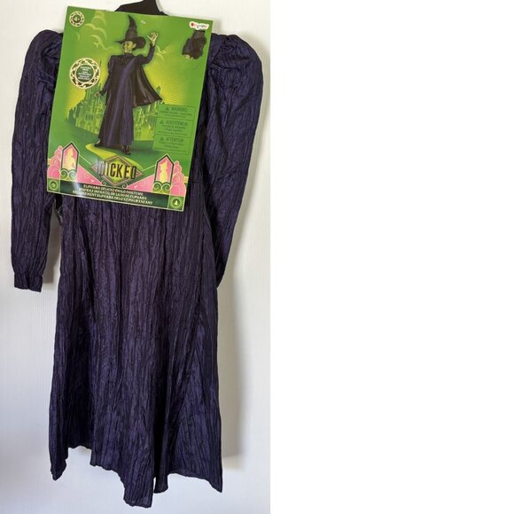 Wicked Witch Elphaba Halloween Costume 4/6 Purple Dress, Cape, Hat 3 Pc Girls - Picture 6 of 7
